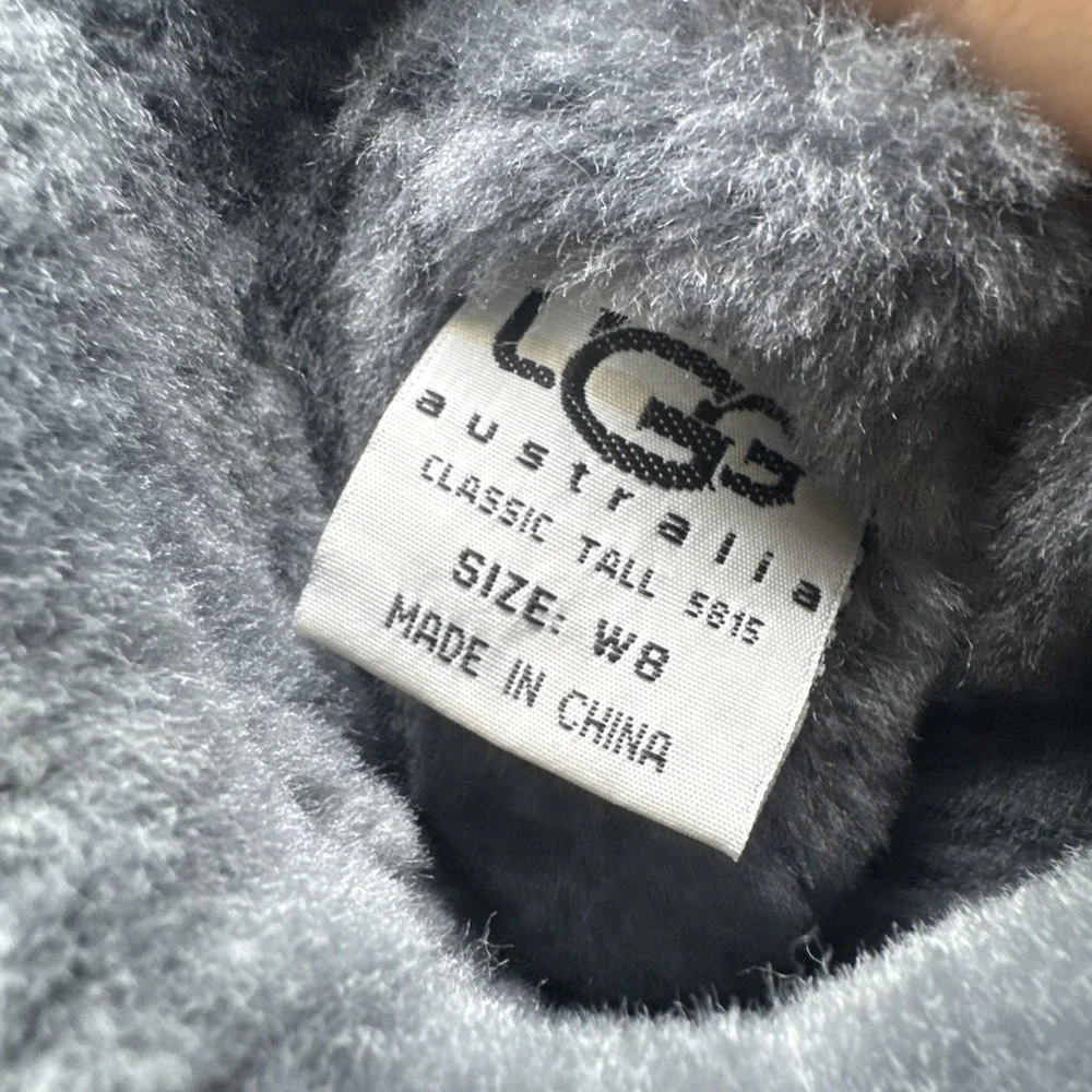 Ugg Classic Tall 5815 Suede Sheepskin Lined Boots Light Blue Size Womens 8